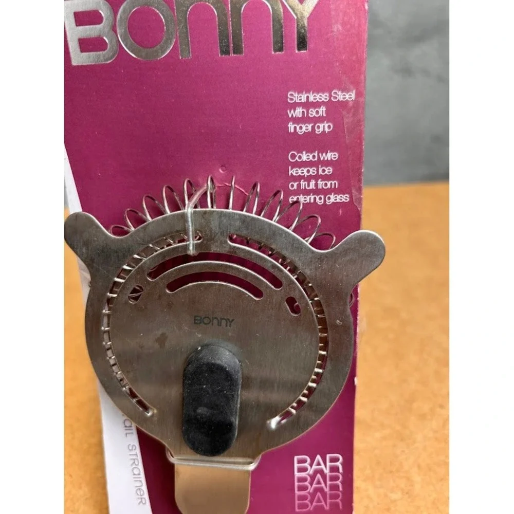 Lot of 2 Bonny Bar Stainless Steel Cocktail Strainers with Soft Grip 78968‎